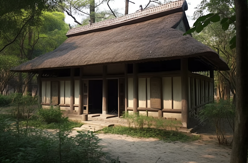 绿植环绕老房子茅草屋名人住所景点摄影,高清,摄影图,摄影图片,图片大全,摄影图免费下载